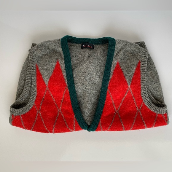 ixi:z Men’s Gray Red Green Seasonal Fabric Cardigan - L - Pre-owned - Picture 7 of 7